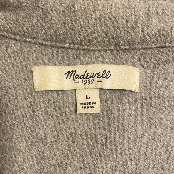 Madewell Shacket Women Large Grey Brushed Shirt Jacket Button Front Style B5225 - Picture 4 of 6